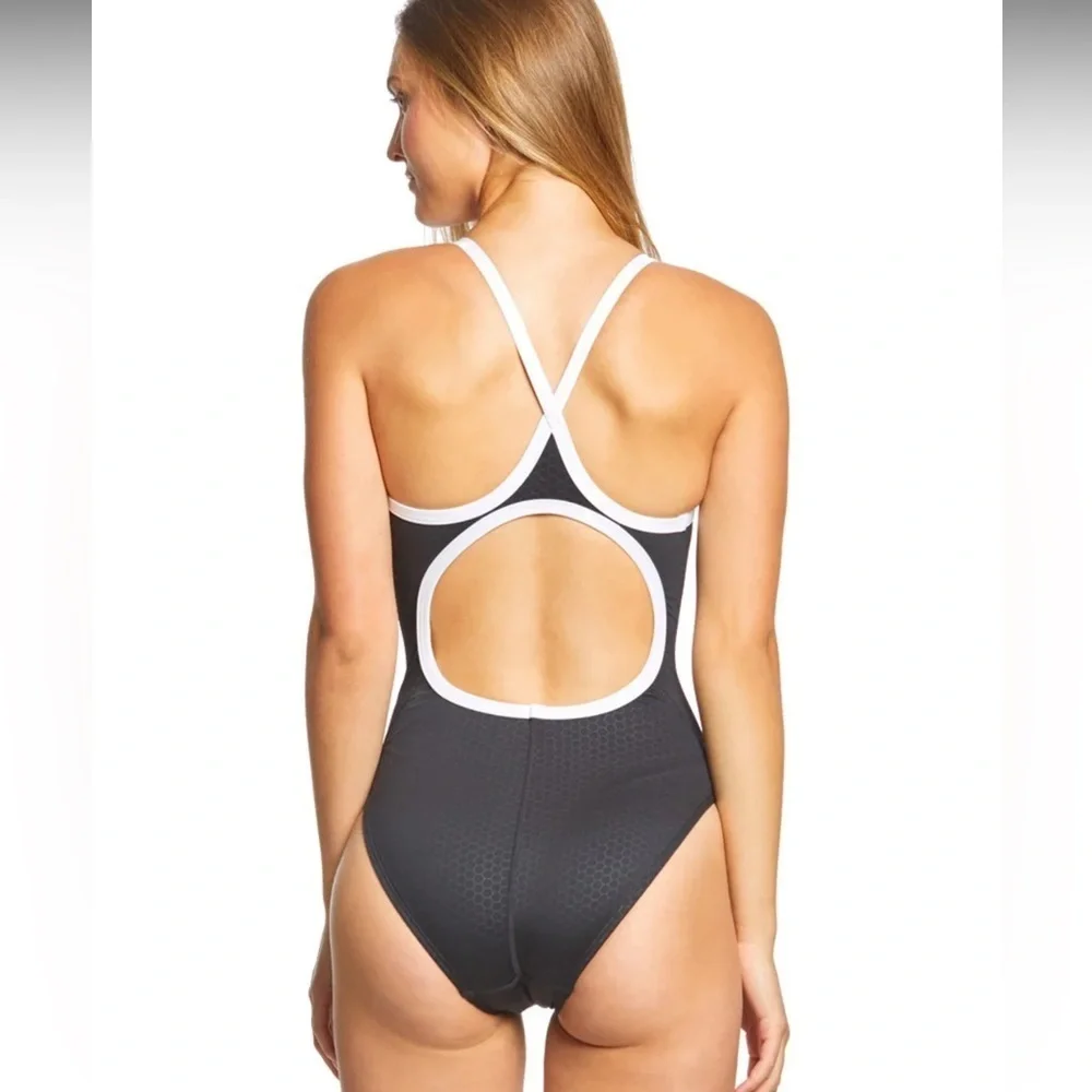 TYR Durafast Elite Diamondfit Hexa Black White One Piece Swimsuit SZ 28 / Small - Picture 5 of 8